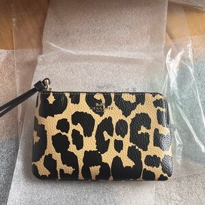 Coach Black and Tan Leopard Wristlet